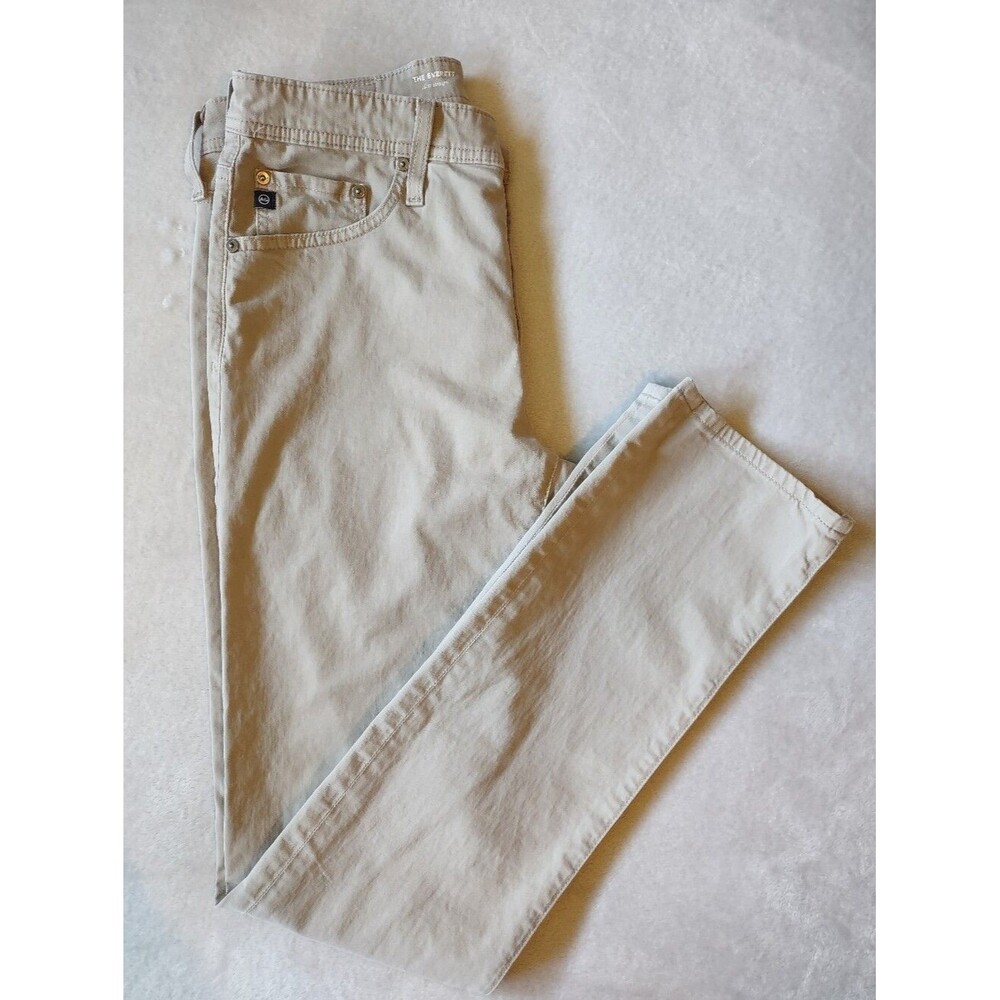 AG Adriano Goldschmied The Everett Straight Leg Pants 31x34 Khaki Stretch Chino